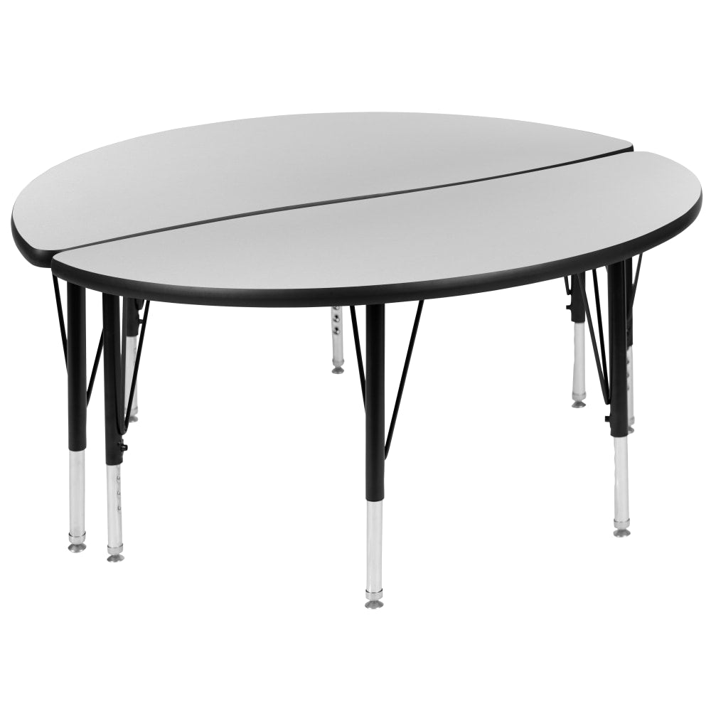 Flash Furniture Circle Wave Flexible Thermal Laminate 2-Piece Activity Table Set With Height-Adjustable Short Legs, 25-1/4inH x 47-1/2inW x 24inD, Gray