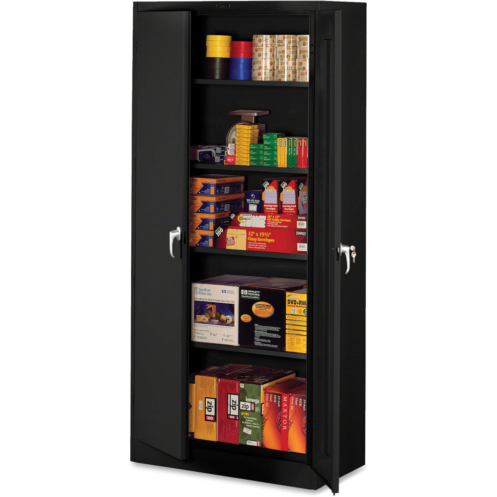 Tennsco Deluxe Steel Storage Cabinet, 4 Adjustable Shelves, 78inH x 36inW x 24inD, Black