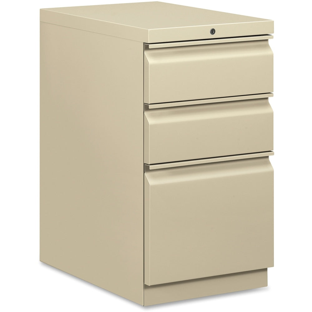 HON Efficiencies 22-7/8inD Vertical 3-Drawer Mobile Pedestal File Cabinet, Putty