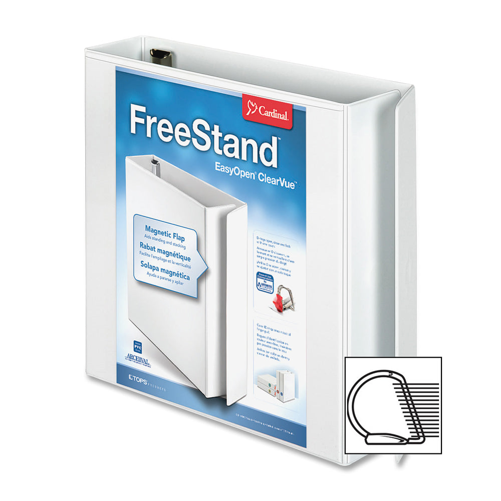 Cardinal EasyOpen ClearVue Locking View 3-Ring Binder, 2in Slant Rings, White