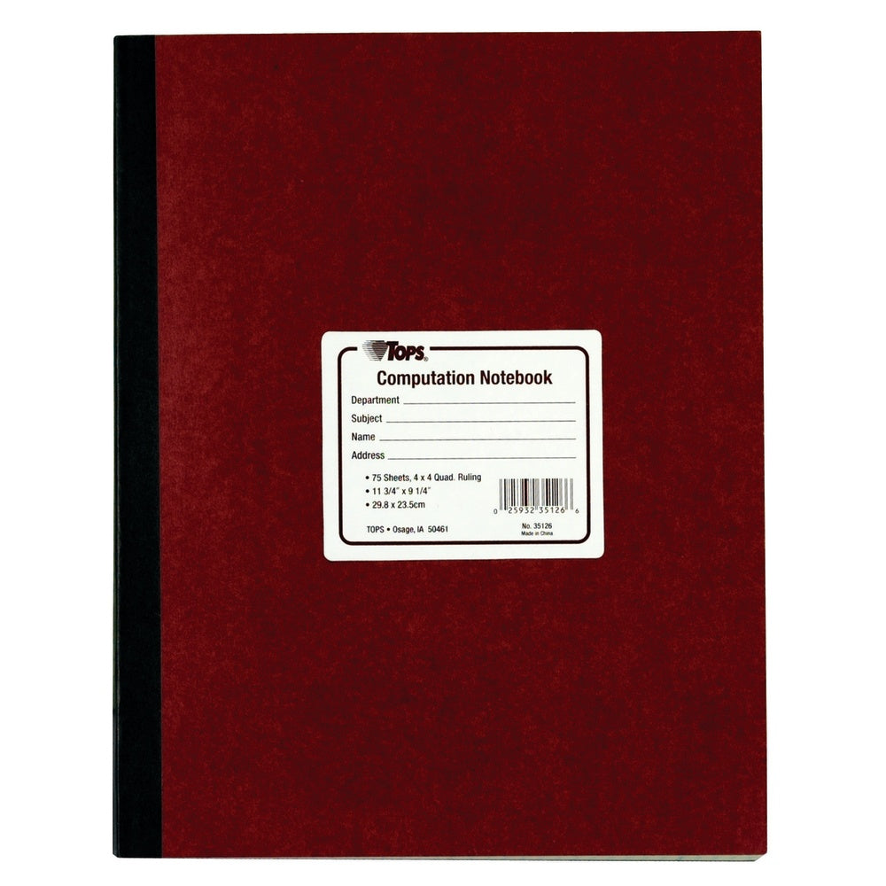 TOPS Computation Notebook, 11 3/4in x 9 1/4in, 4 x 4 Quad, 75 Sheets