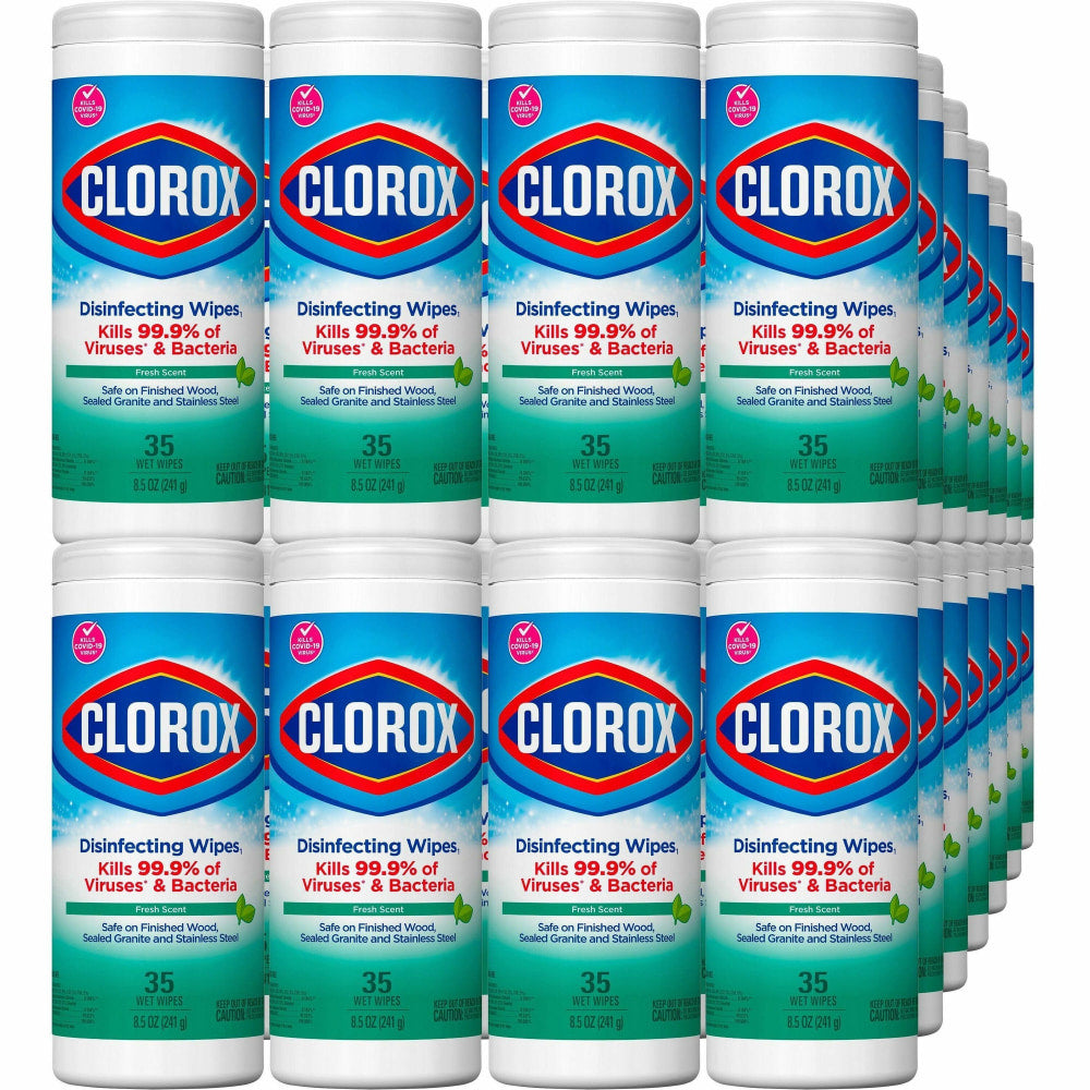 Clorox Disinfecting Cleaning Wipes - Ready-To-Use Wipe - Fresh Scent - 35 / Canister - 840 / Pallet - Green