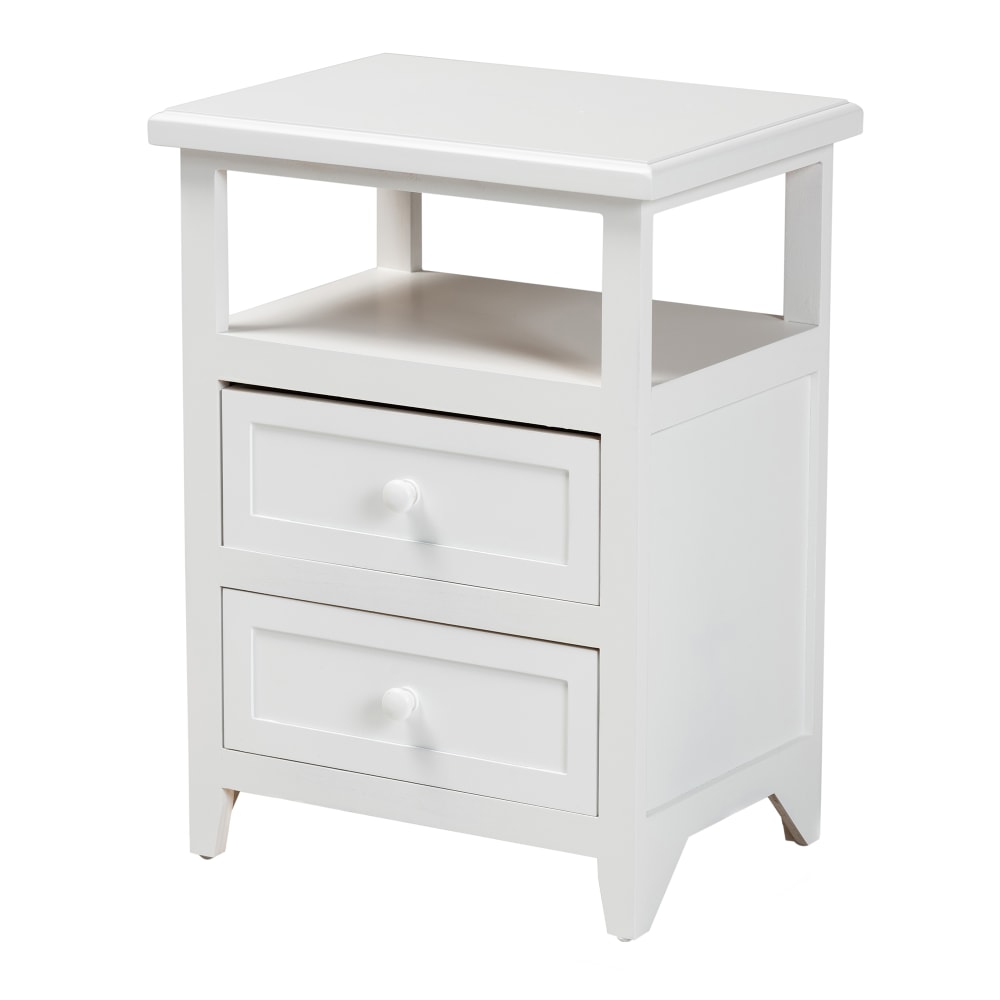 Baxton Studio Karsen 2-Drawer Nightstand, 21-5/16inH x 15-3/4inW x 11-13/16inD, White