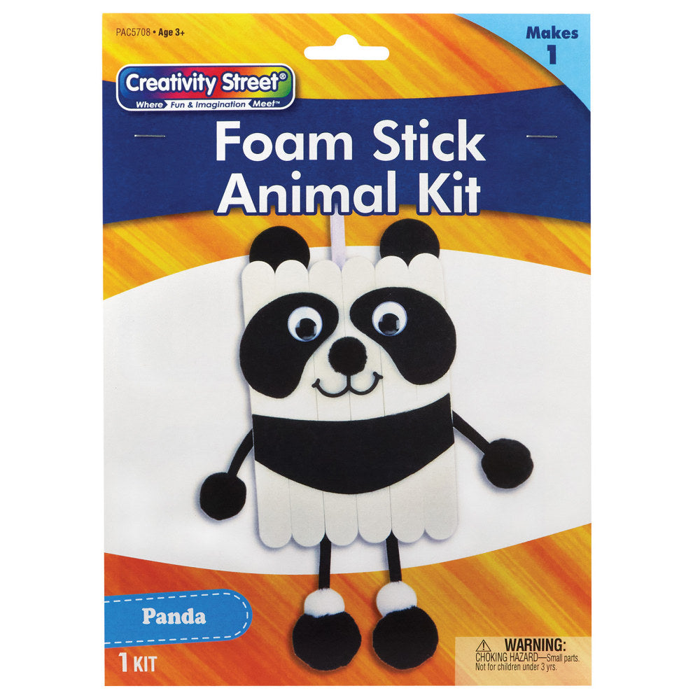 Creativity Street Foam Stick Animal Kits, 11-1/4in x 7in x 1in, Panda, Set Of 6 Kits