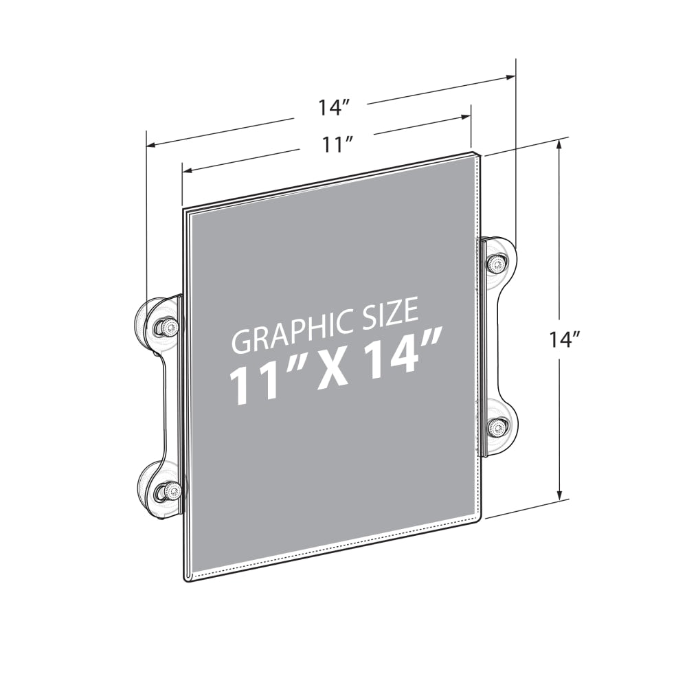 Azar Displays Acrylic Sign Frames With Suction Cups, 14inH x 11inW x 1/4inD, Clear, Pack Of 2 Frames