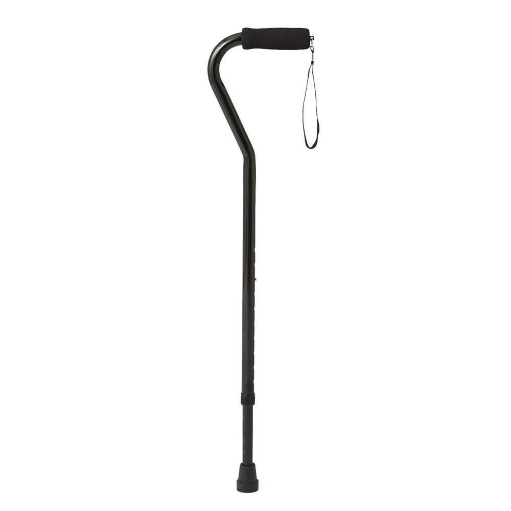 Medline Guardian Offset-Handle Fashion Aluminum Canes, Black, Case Of 6