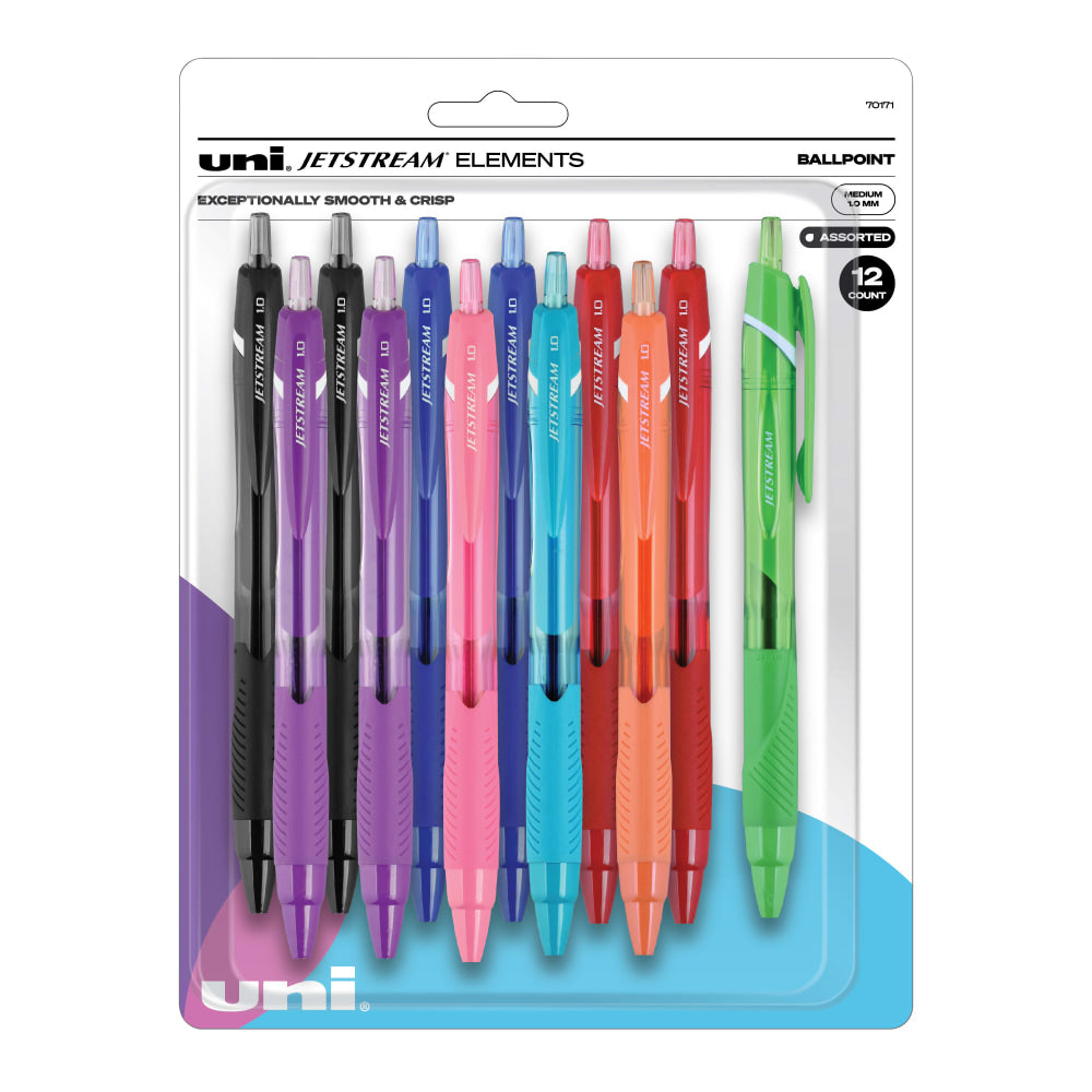 Uni-ball JETSTREAM ELEMENTS - Ballpoint pen - assorted colors - 1 mm - medium - retractable (pack of 12)