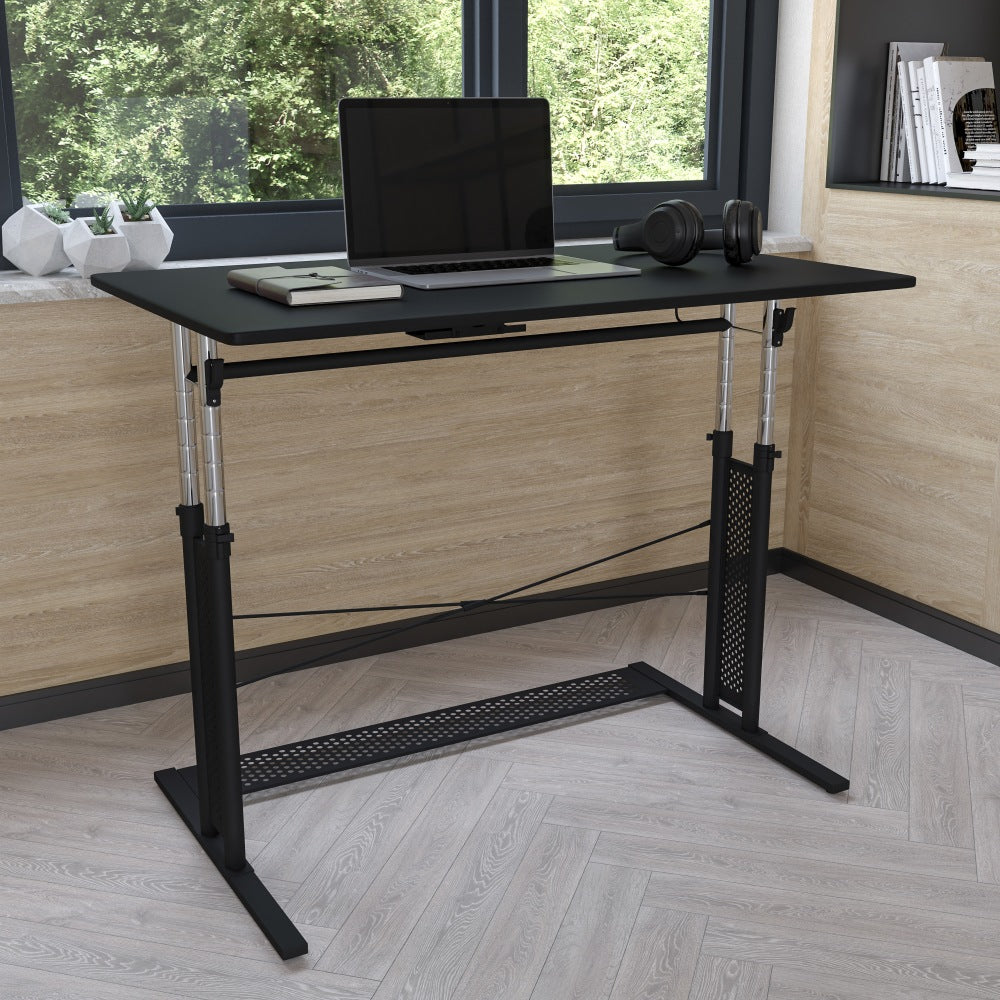 Flash Furniture 40inW Height-Adjustable Sit-To-Stand Home Office Desk, Black