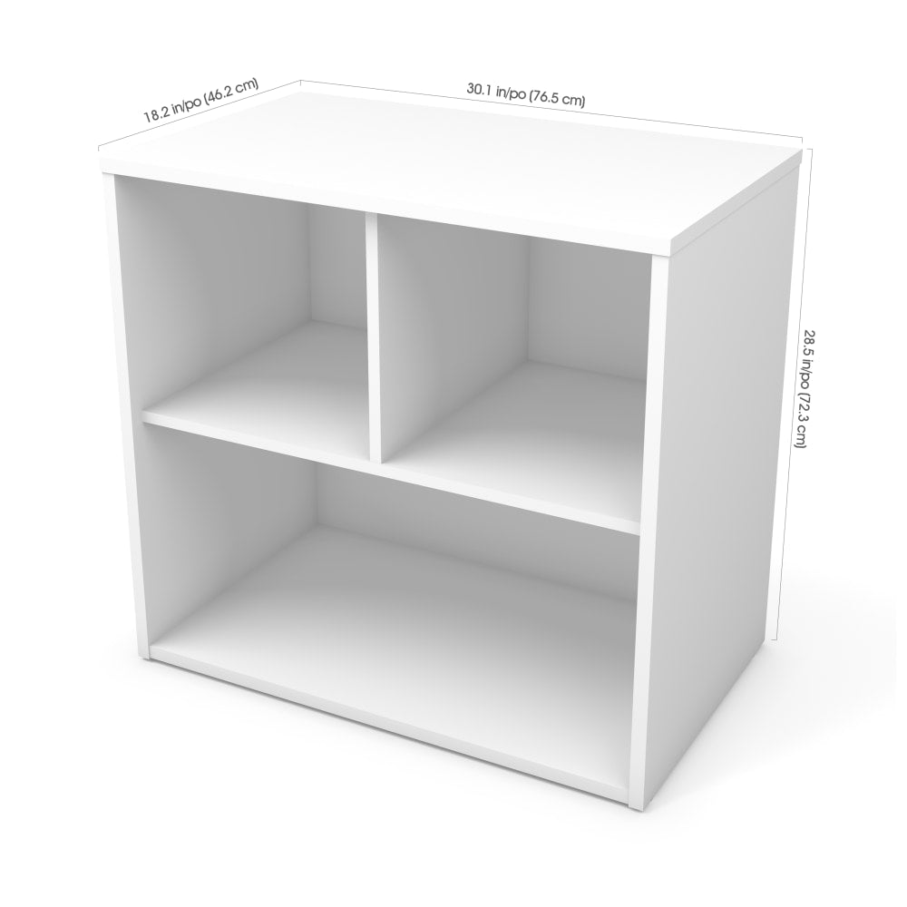 Bestar i3 Plus Small Shelving Unit, 28-1/2inH x 30-1/8inW x 18-1/4inD, White