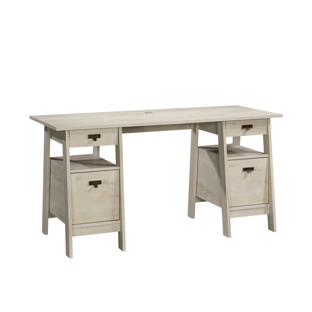 Sauder Trestle 59inW Executive Computer Desk, Chalked Chestnut