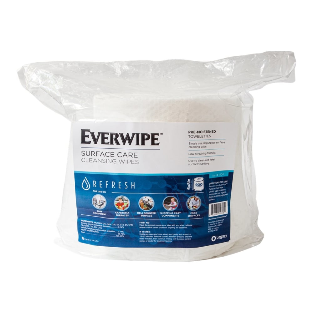 Everwipe Surface Care Cleansing Wipes, 6in x 8in, 900 Wipes Per Bag, Carton Of 4 Bags