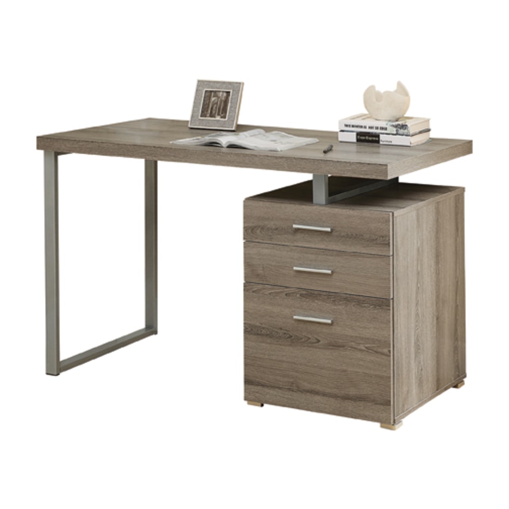 Monarch Specialties 48inW Floating Top Computer Desk With 3 Drawers, Dark Taupe