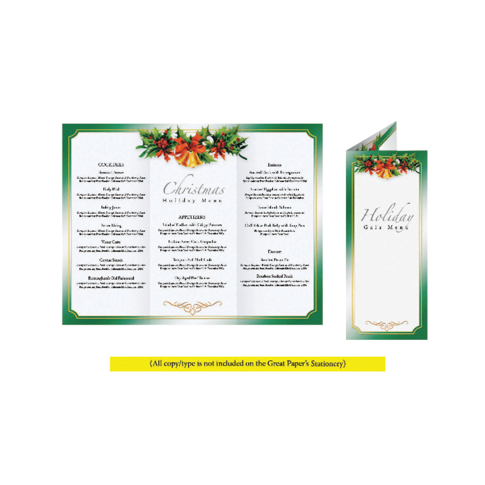 Great Papers! Holiday-Themed Programs, Golden Bells Tri-Fold, 3 11/16in x 8 1/2in, Pack Of 25