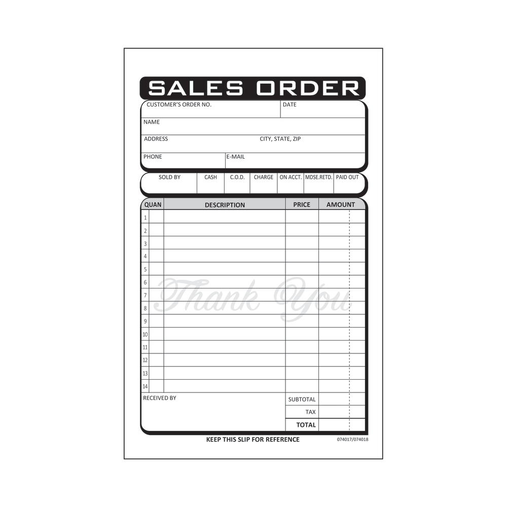 Cosco Sales Order Form Book Sets With Slips, 4-1/4in x 7-1/4in, 2-Part Carbonless, Pack Of 50 Sets