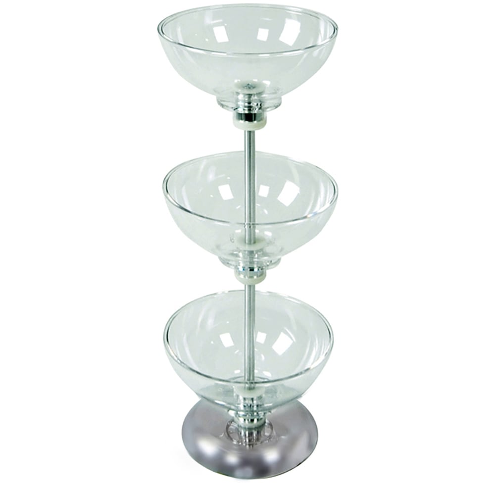 Azar Displays 3-Tier Bowl Display, 24-1/2inH x 8inW x 8inD, Clear