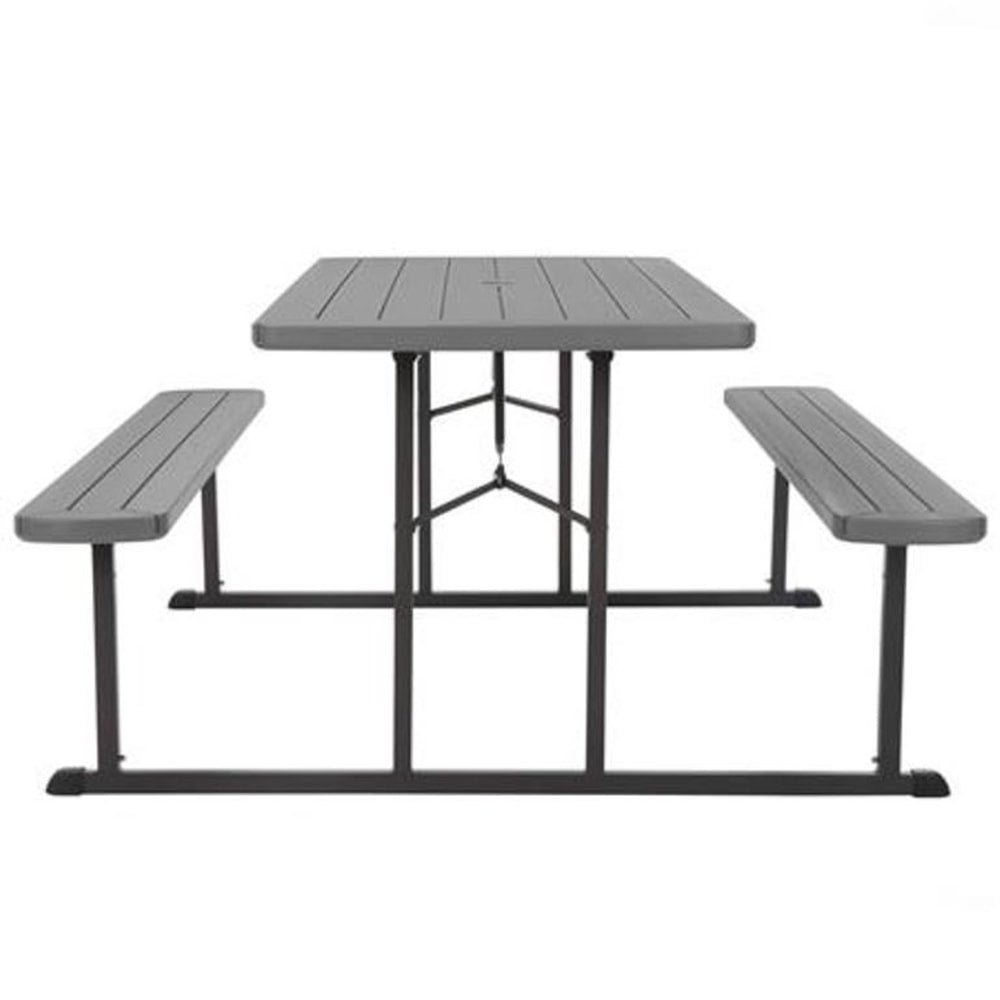 COSCO Bridgeport Outdoor Living Folding Picnic Table, 29inH x 72inW x 57inD, Dark Gray