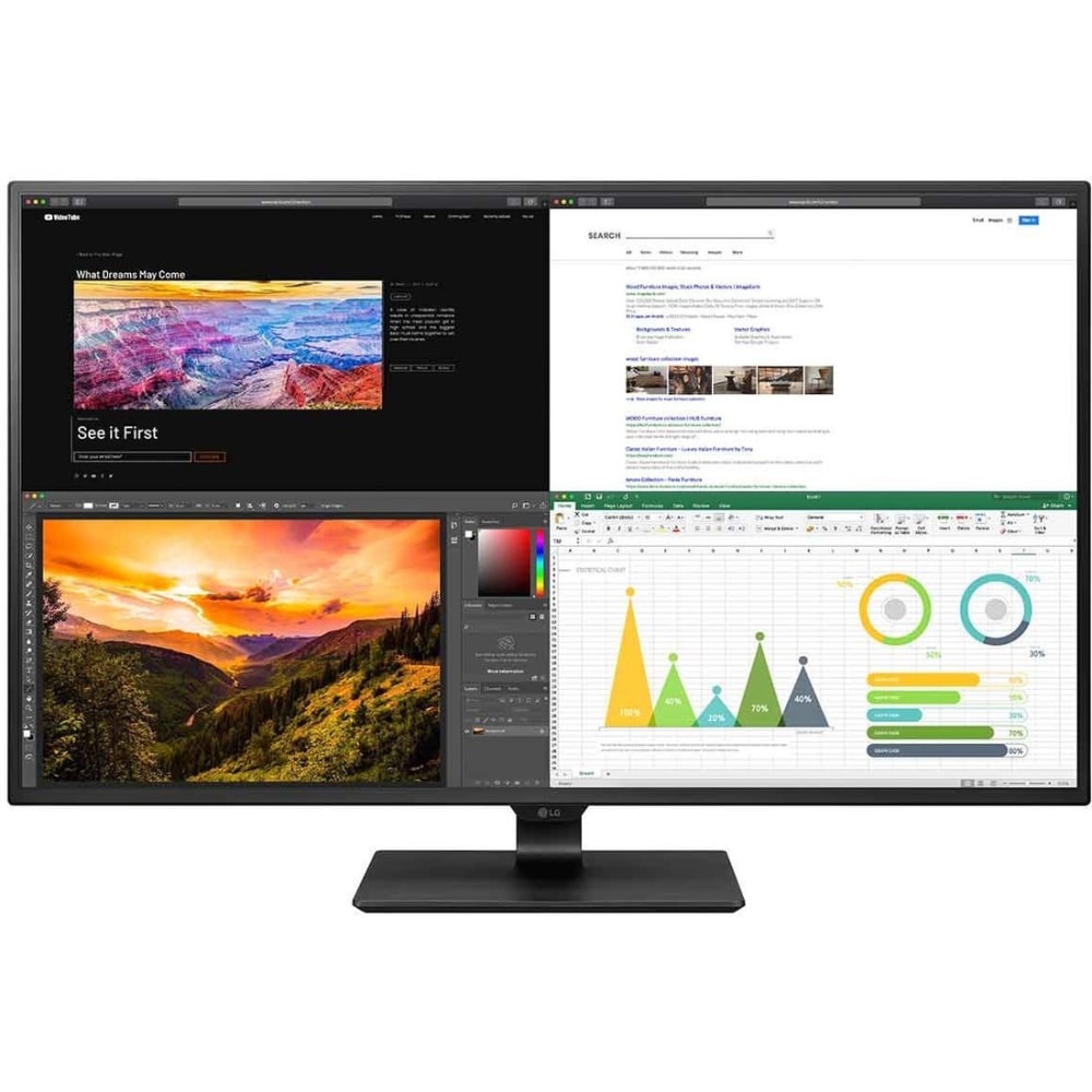 LG 43BN70U-B 43in Class 4K UHD LCD Monitor - 16:9 - Matte Black - 42.5in Viewable - In-plane Switching (IPS) Technology - LED Backlight - 3840 x 2160 - 350 Nit Typical - 8 ms - HDMI - DisplayPort