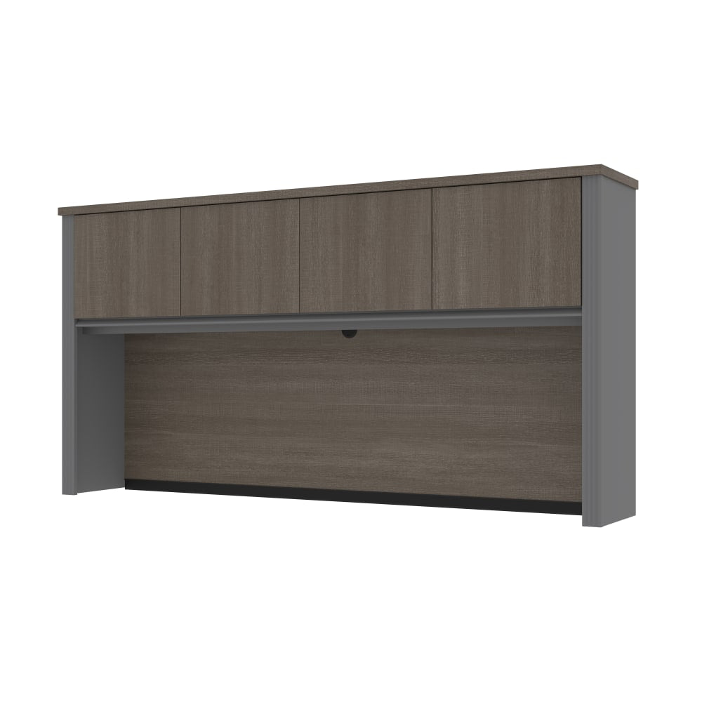 Bestar Prestige + 72inW Hutch For Desk Shell, Bark Gray/Slate