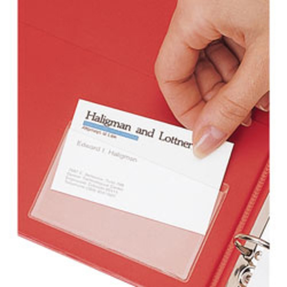 Cardinal HOLDit! Business Card Pockets, Top Loading, 3 3/4in x 2 3/8in, Pack Of 10