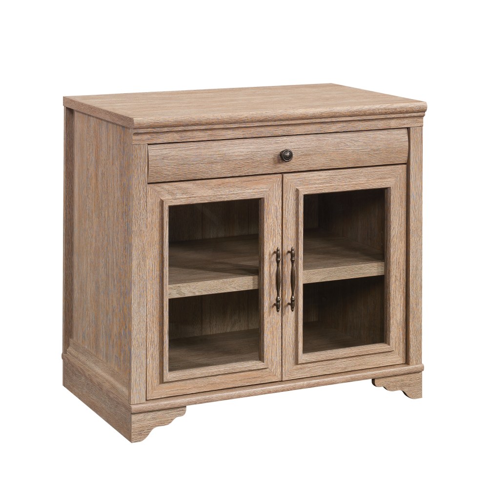 Sauder Rollingwood 32inW Library Base Storage Cabinet With Glass Doors, Brushed Oak