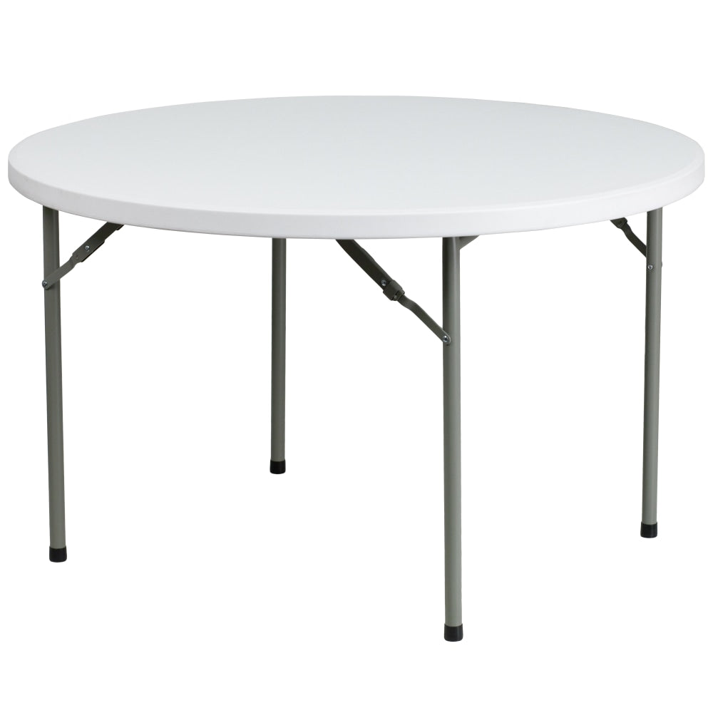 Flash Furniture Round Plastic Folding Table, 29-1/4inH x 48inW x 48inD, Granite White