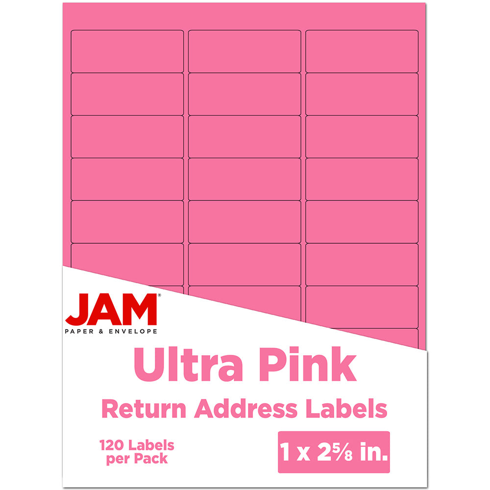 JAM Paper Mailing Address Labels, Rectangle, 2 5/8in x 1in, Pink, Pack Of 120