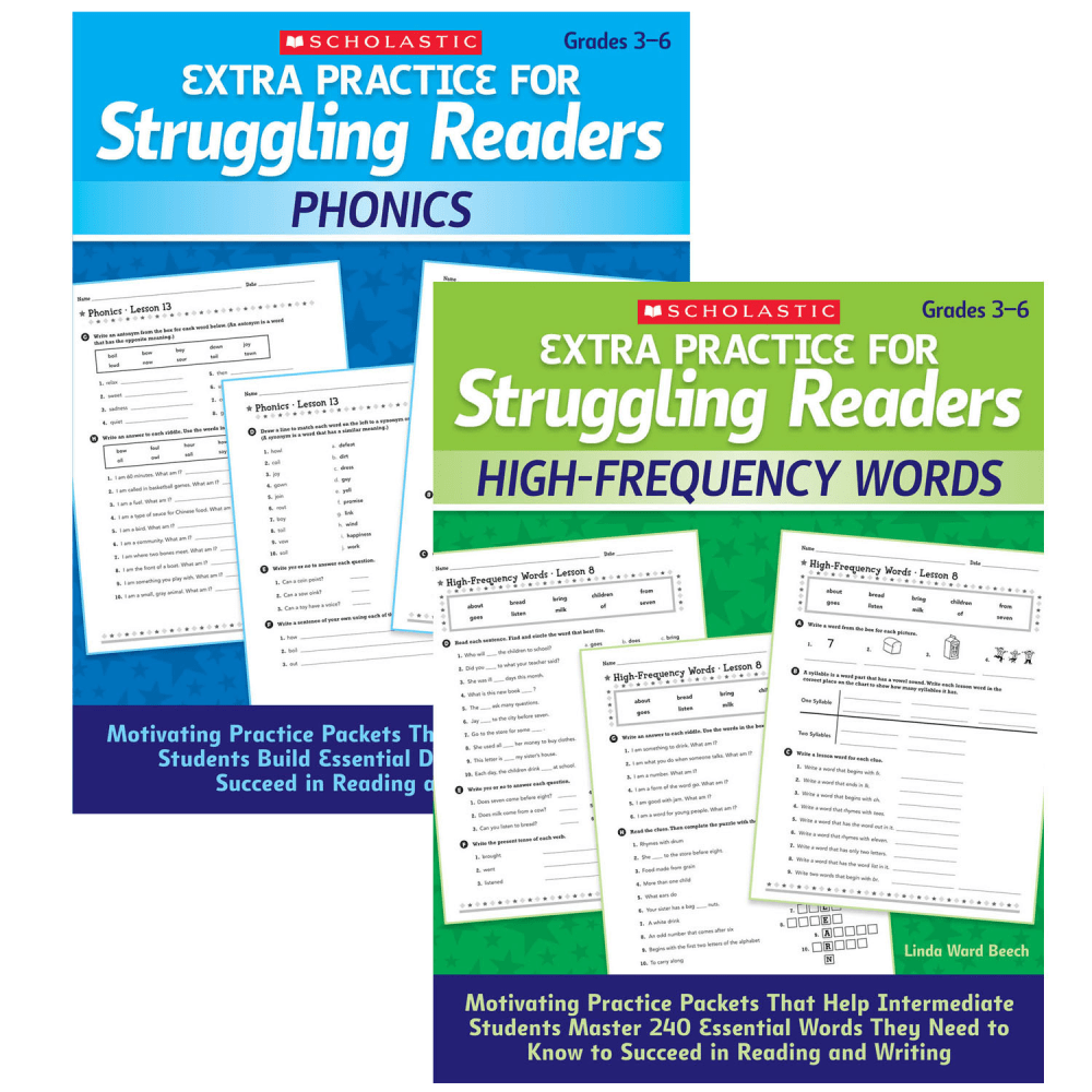 Scholastic Teacher Resources Extra Practice For Struggling Readers Bundle, Grades 3 To 6