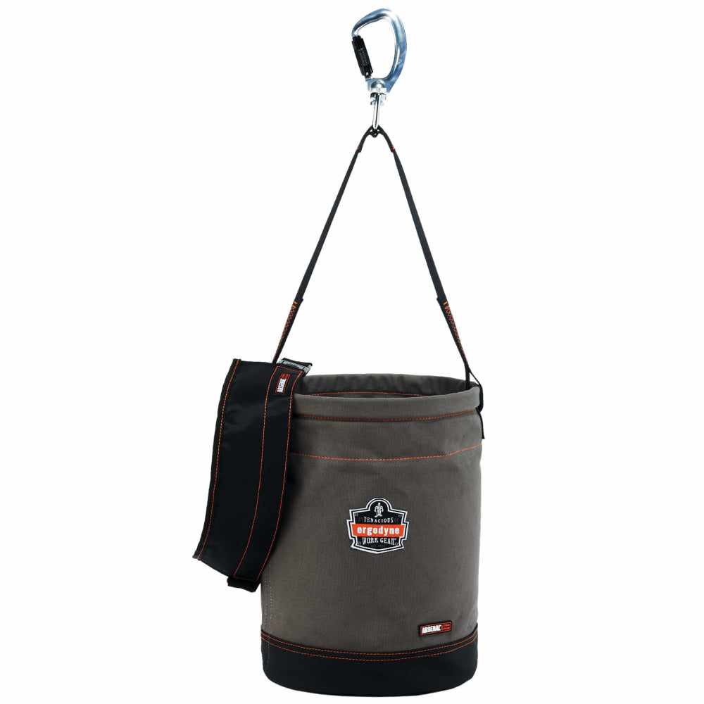 Ergodyne Arsenal 5940T Swiveling Carabiner Canvas Hoist Bucket With Top, 17in x 12-1/2in, Gray