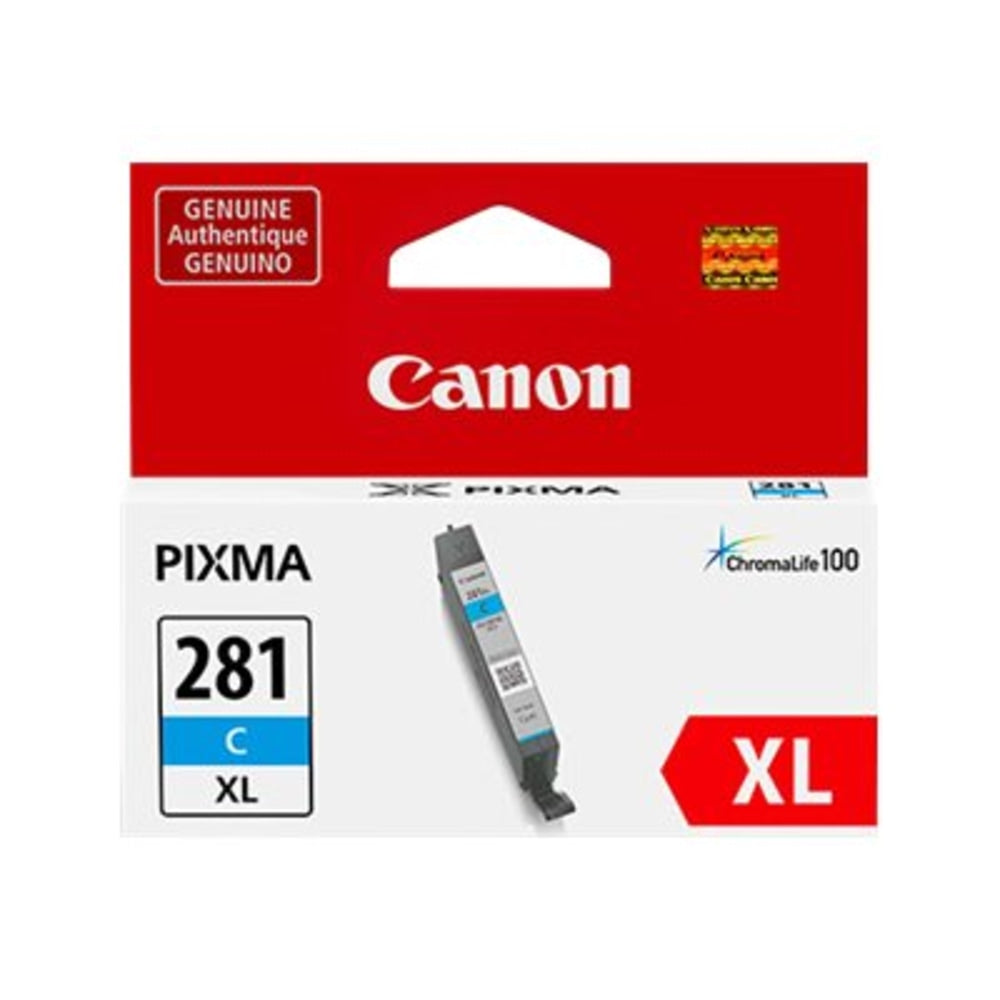 Canon CLI-281 ChromaLife 100+ Cyan High-Yield Ink Tank, 2034C001