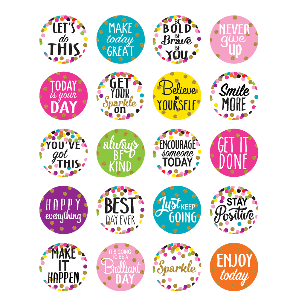 Teacher Created Resources Stickers, Confetti Words to Inspire, 120 Stickers Per Pack, Set Of 12 Packs