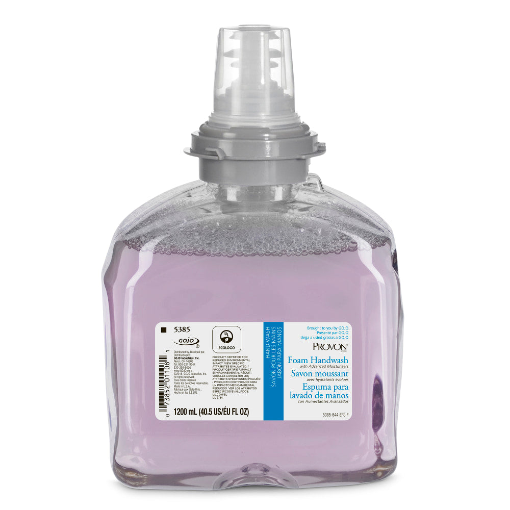 Provon TFX Refill Moisturizer Foam Handwash - Cranberry Scent - 40.6 fl oz (1200 mL) - Pump Bottle Dispenser - Kill Germs - Skin - Purple - Rich Lather, Bio-based - 2 / Carton