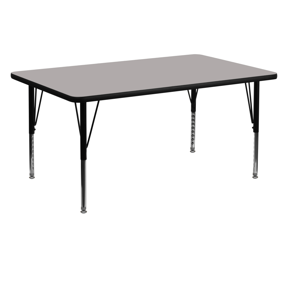 Flash Furniture 60inW Rectangular HP Laminate Activity Table With Short Height-Adjustable Legs, Gray