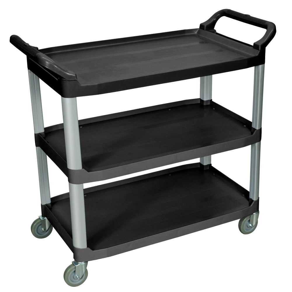 Luxor 3-Shelf Serving Cart, 37 1/4inH x 40 1/2inW x 19 3/4inD, Black