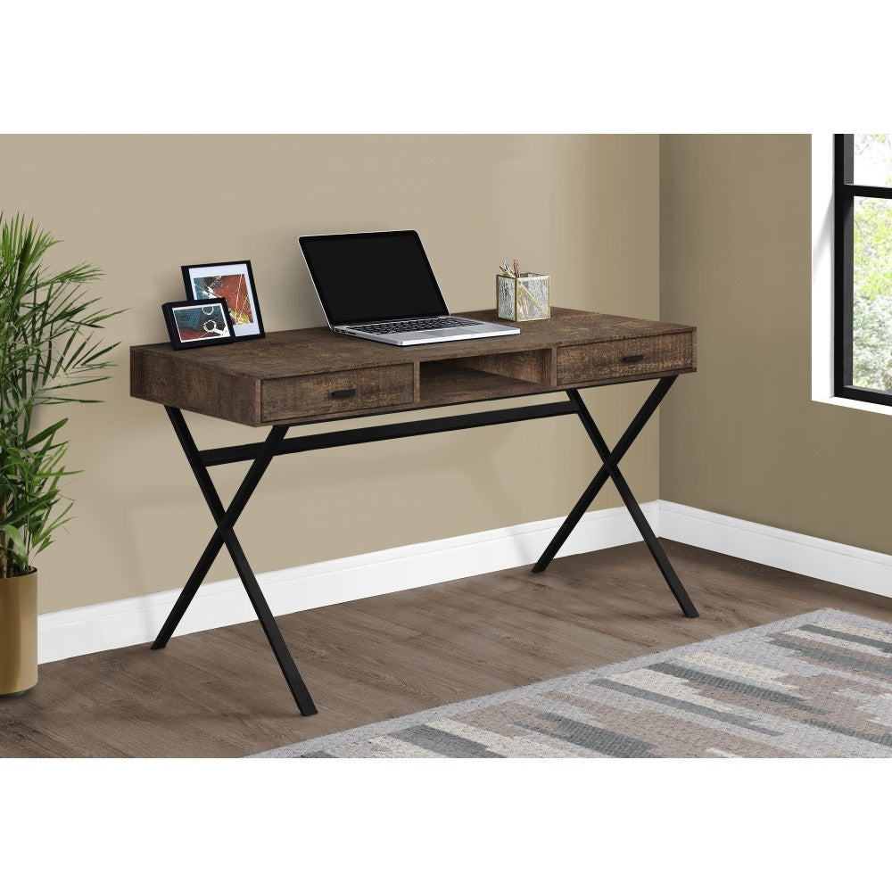 Monarch Specialties Bethany 48inW Computer Desk, Brown/Black