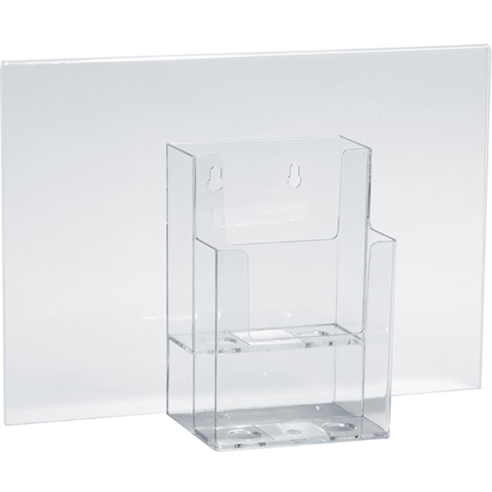 Azar Displays 2-Tier Trifold Sign Holders, 9-1/8inH x 13inW x 4inD, Clear, Set Of 2 Holders