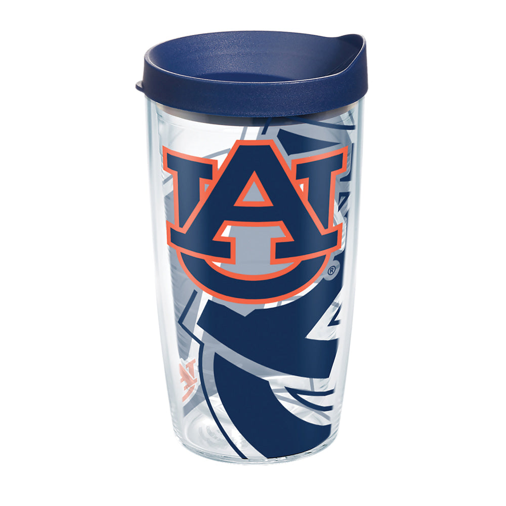 Tervis Genuine NCAA Tumbler With Lid, Auburn Tigers, 16 Oz, Clear