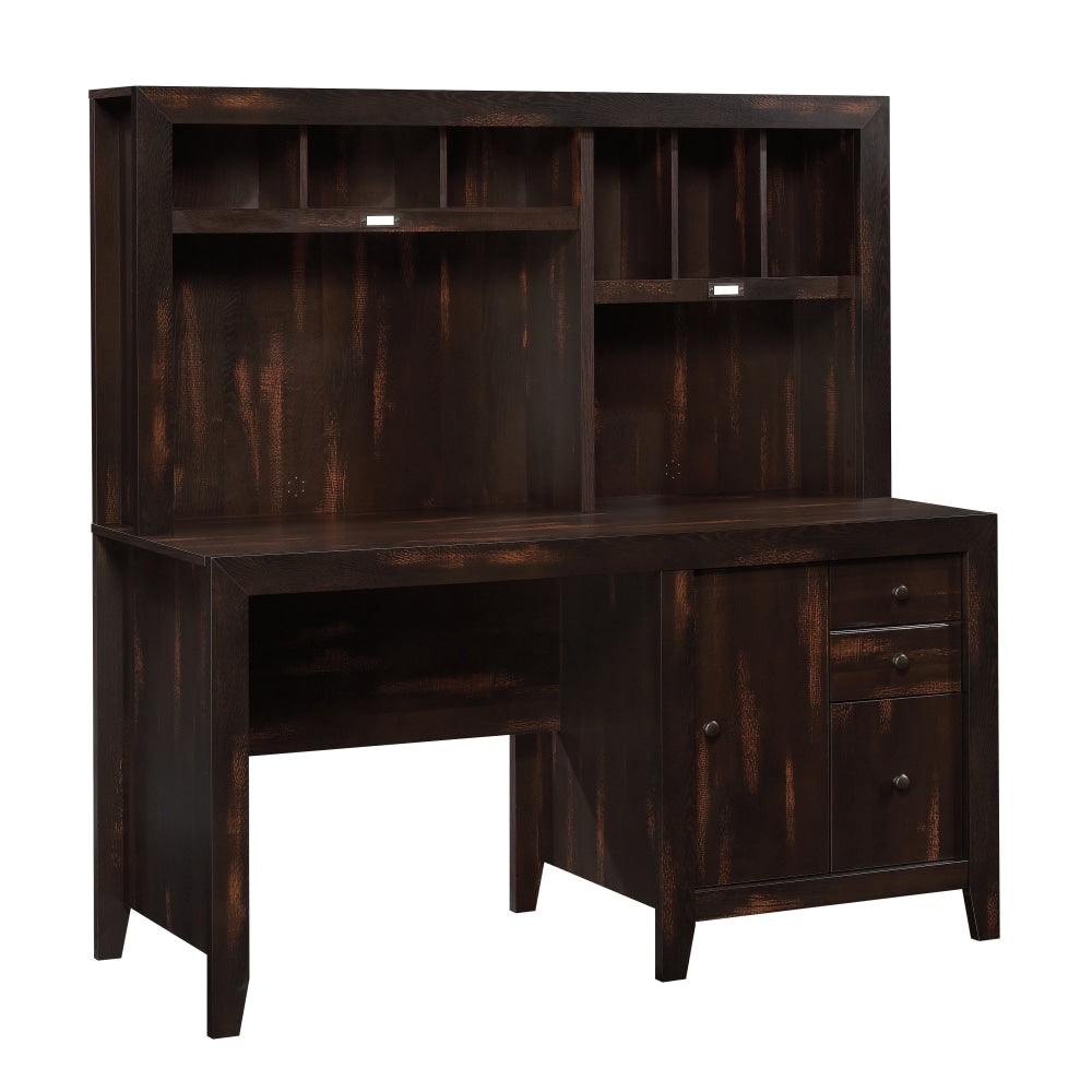 Sauder Dakota Pass Computer Desk With Hutch, Char Pine