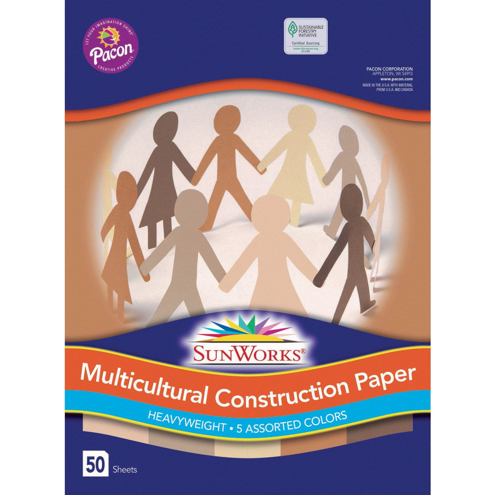 Prang Multicultural Construction Paper, 9in x 12in, Assorted, 50 Sheets