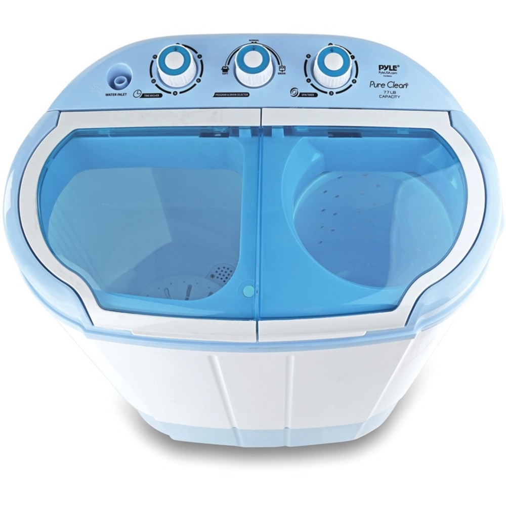 Pure Clean Compact and Portable Washer and Spin Dryer - Top Loading - 7.70 lb Washer Load Capacity 3.30 lb - 120 V AC Input Voltage - 26.40in Power Cord Length - White, Light Blue, Blue