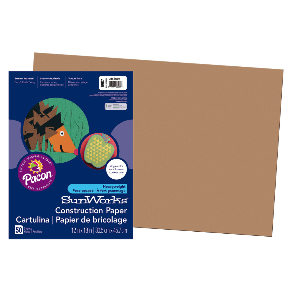 Prang Construction Paper, 12in x 18in, Light Brown, Pack Of 50