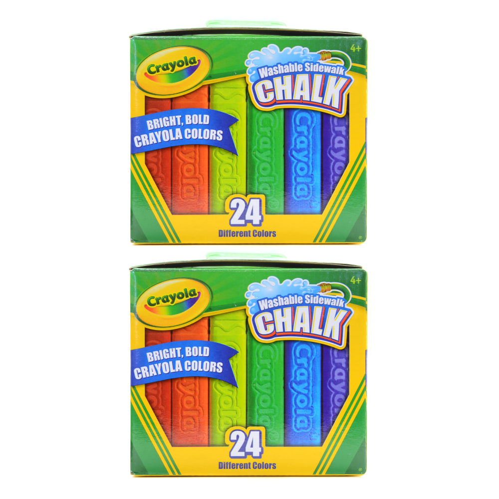 Crayola Washable Sidewalk Chalk, Assorted Colors, 24 Pieces Per Box, Pack Of 2 Boxes