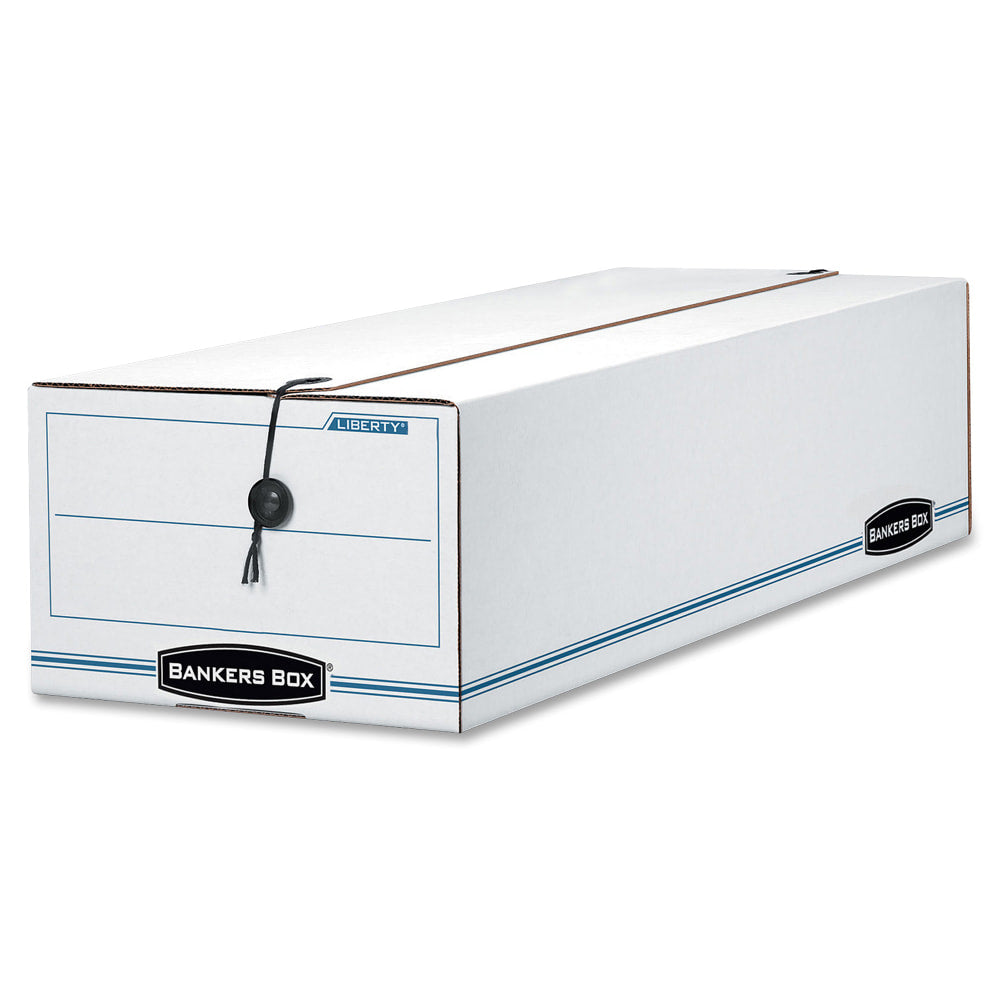 Bankers Box Liberty Corrugated Storage Boxes, 4 1/2in x 6 1/4in x 24in, White/Blue, Case Of 12