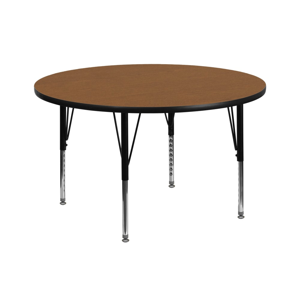 Flash Furniture 42in Round Thermal Laminate Activity Table With Short Height-Adjustable Legs, Oak