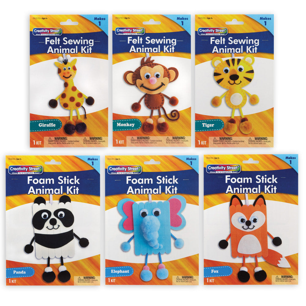 Creativity Street Felt & Foam Animal Craft Kits, Pack Of 6 Kits