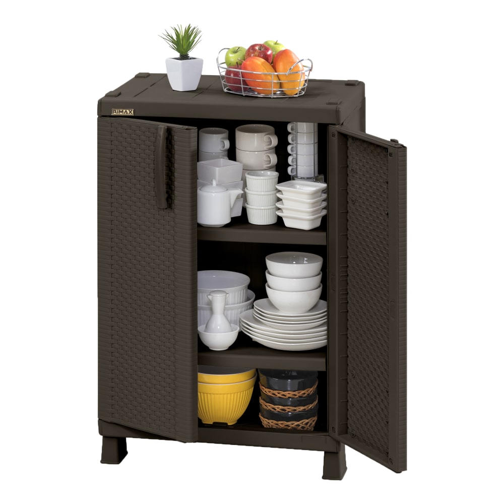 Inval 40inH Storage Cabinet With Adjustable Shelves, Brown