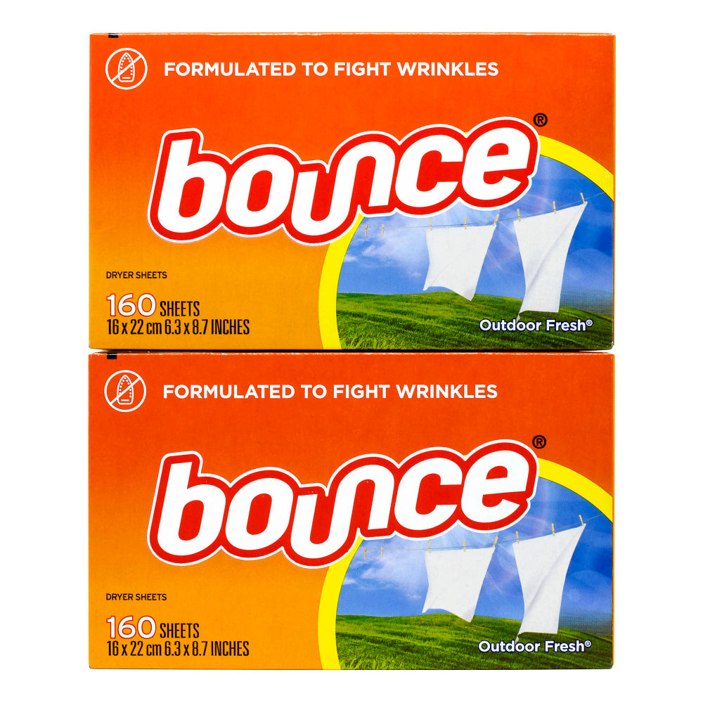 Bounce Outdoor Fresh Dryer Sheets, 160 Sheets Per Pack, Case Of 2 Packs