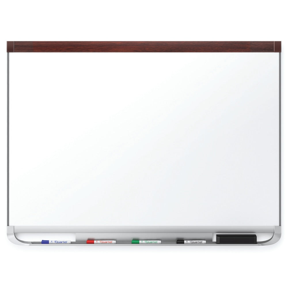 Quartet Prestige 2 DuraMax Porcelain Magnetic Dry-Erase Whiteboard, 72in x 48in, Wood Frame With Mahogany Finish