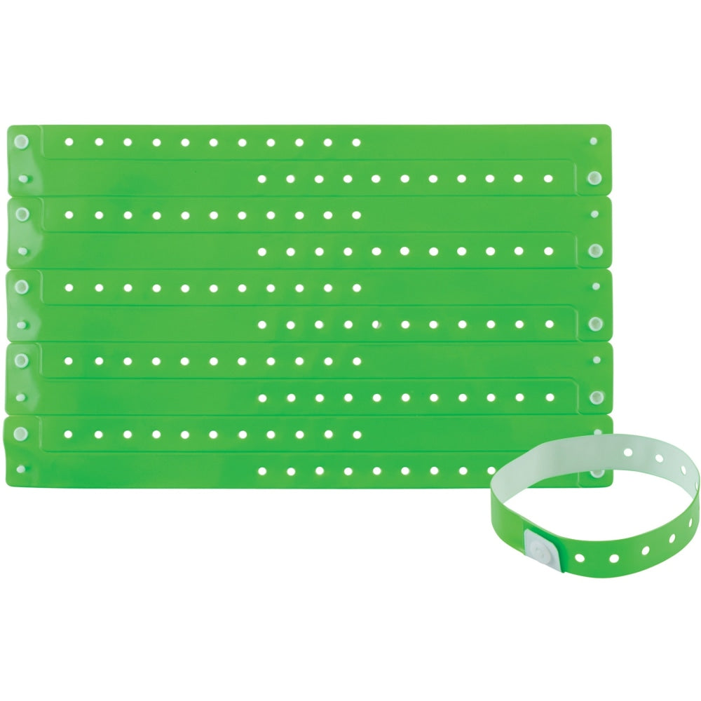 Advantus Colored Vinyl Wristbands - 100 / Pack - Yes - 0in Height x 0.6in Width x 9.8in Length - Green - Vinyl