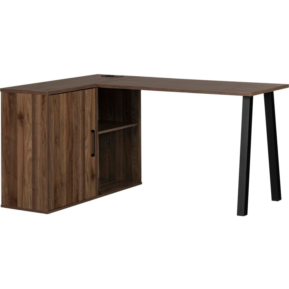 South Shore Zolten 60inW L-Shaped Corner Desk, Natural Walnut