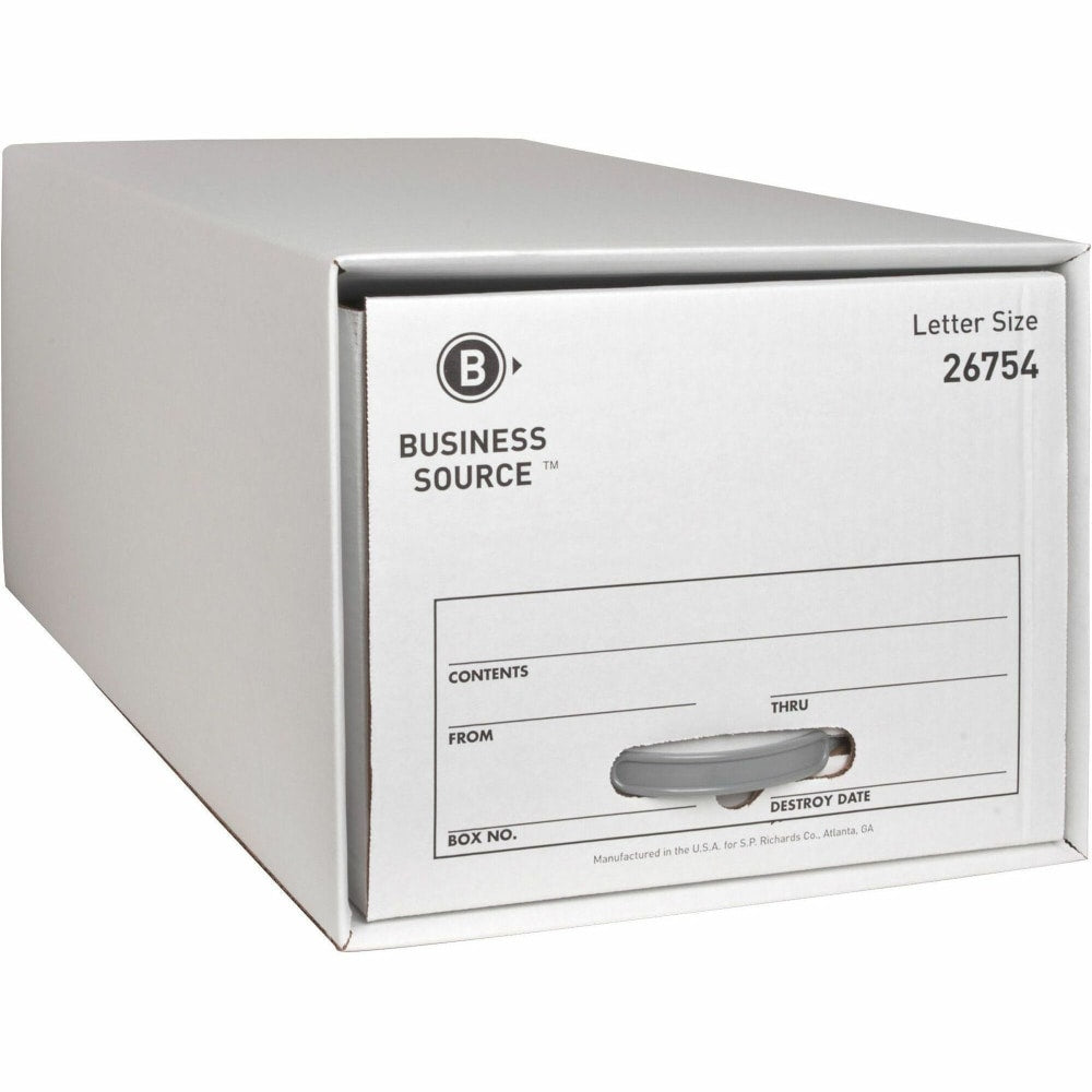 Business Source Drawer File Storage Boxes, 60% Recycled, White, Carton Of 6